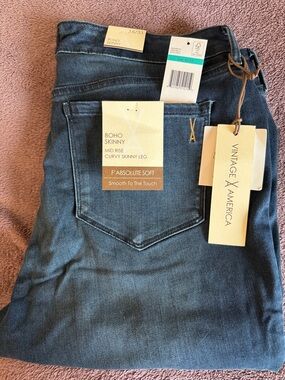 Vintage America Dark Blue Boho Skinny Jeans